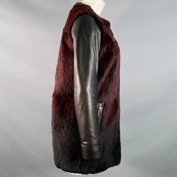 MACKAGE Size XS Black Brown Lambskin Leather Rabbit Fur Ombre Zip Jacket - Picture 3 of 11